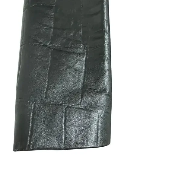 Escada Black Lambs Nappa Leather Jacket Button Front Long Womens 40 / US 10
